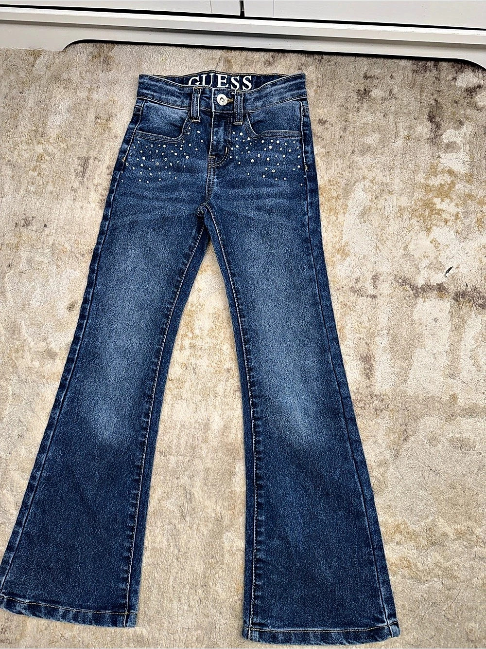 Guess Rhinestone Flare Jeans in Blue Size 7 Youth Like New